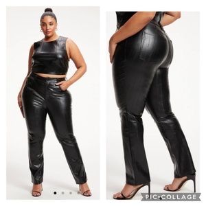 Good American Icon Vegan Leather straight Leg high waist pants plus size 26